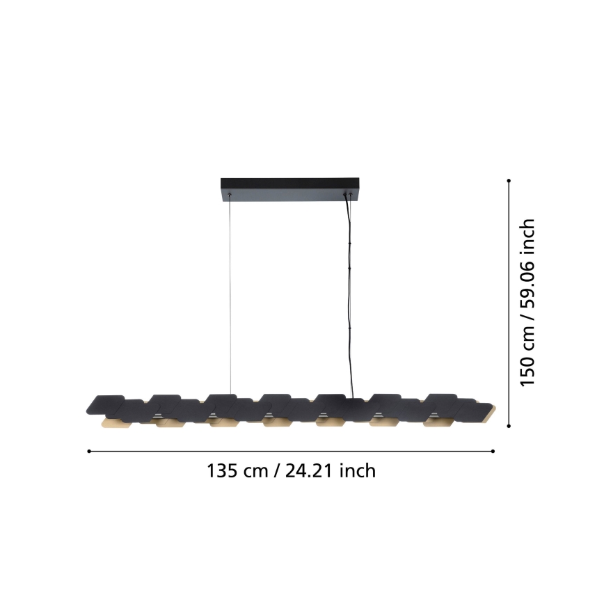 Eglo - LED Stmievateľný luster na lanku LED/44W/230V 3000K čierna/zlatá