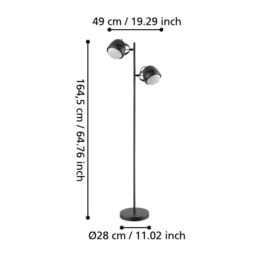 Eglo - Stojacia lampa 2xE27/28W/230V čierna