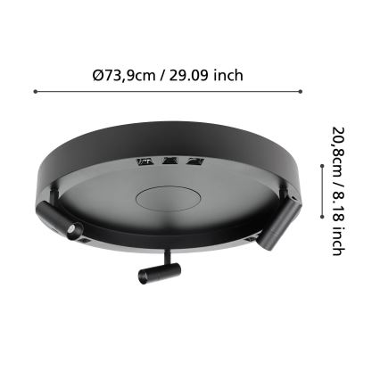 Eglo - LED Stmievateľné stropné svietidlo 3xLED/8W/230V + 3xLED/8,5W 3000K čierna + diaľkové ovládanie