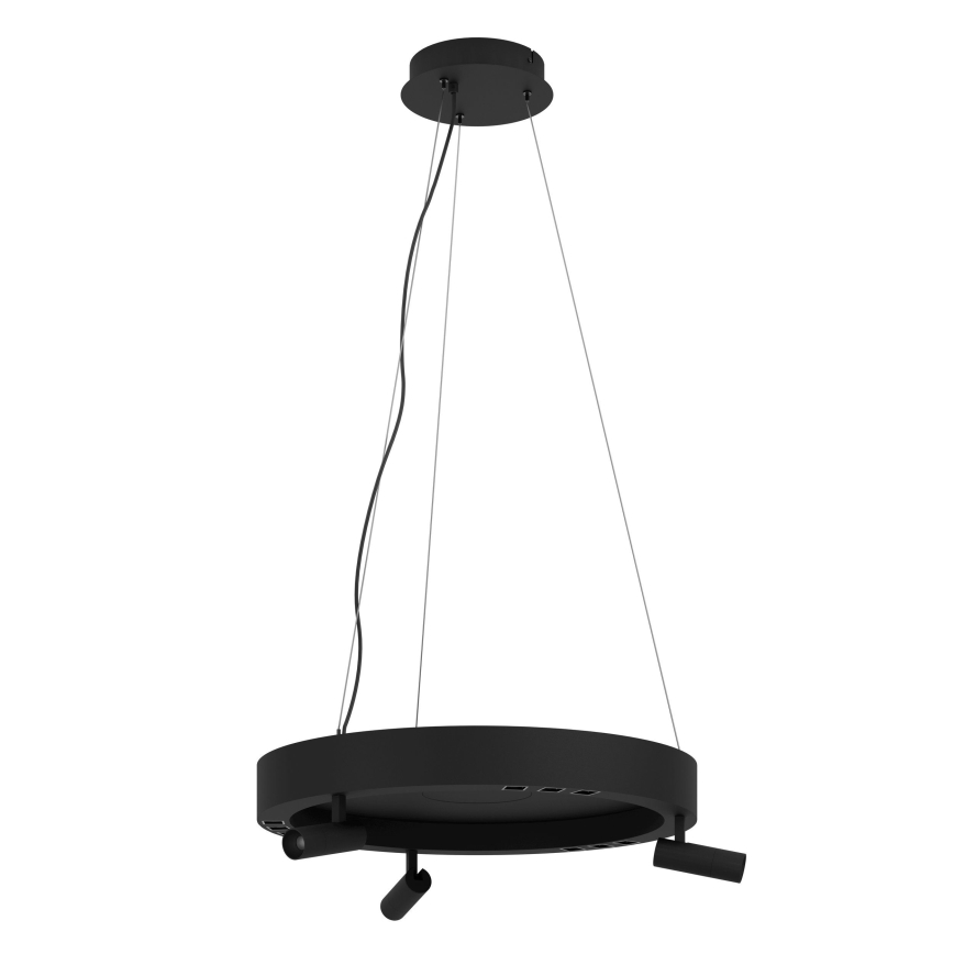 Eglo - LED Stmievateľný luster na lanku 3xLED/8W/230V + 3xLED/8,5W 3000K čierna + diaľkové ovládanie