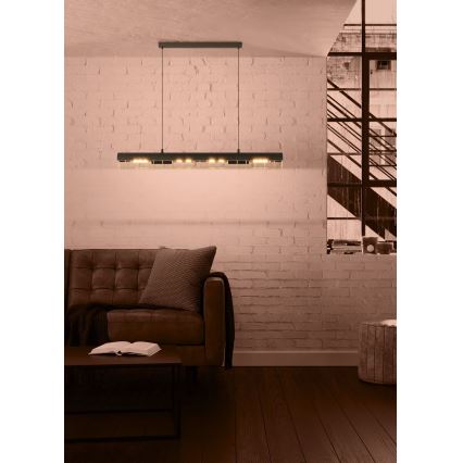 Eglo - Luster na lanku 4xE27/40W/230V čierna/zlatá