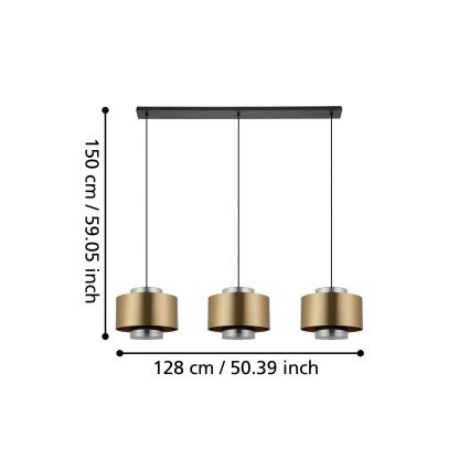 Eglo - Luster na lanku 3xE27/40W/230V zlatá