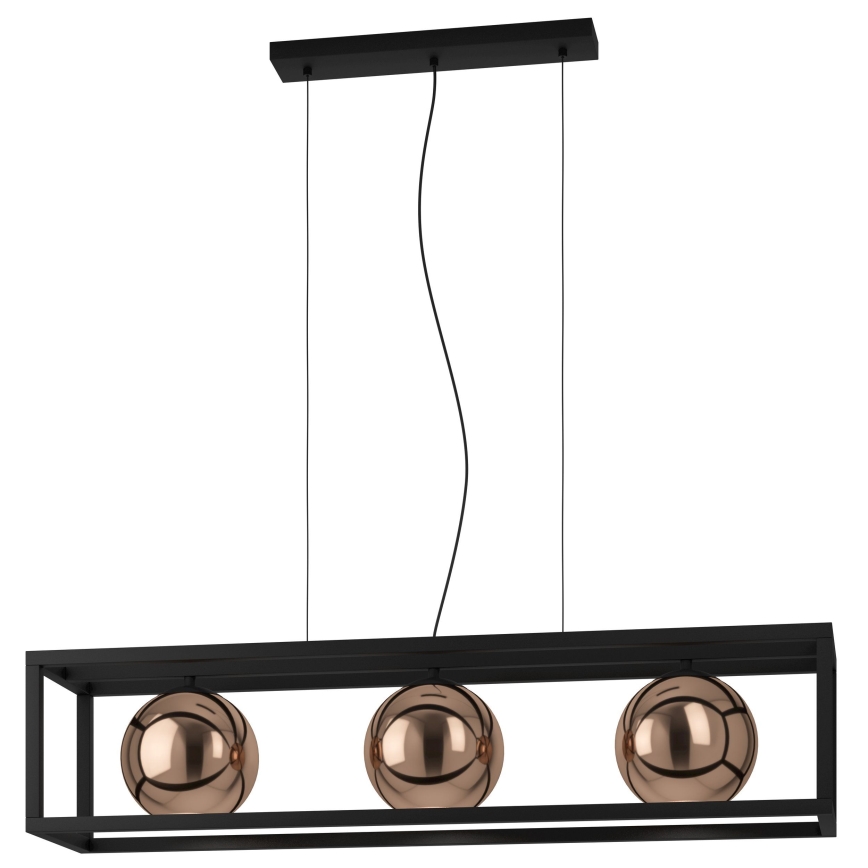 Eglo - Luster na lanku 3xE27/40W/230V medená/čierna