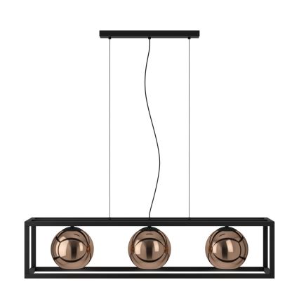 Eglo - Luster na lanku 3xE27/40W/230V medená/čierna