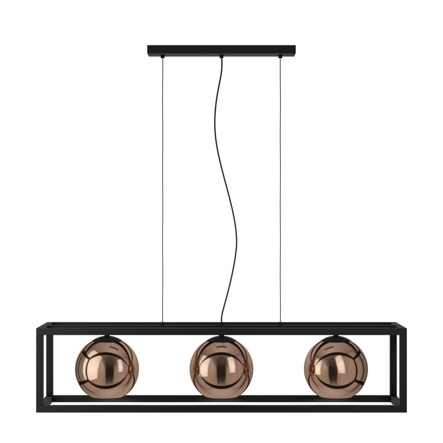 Eglo - Luster na lanku 3xE27/40W/230V medená/čierna