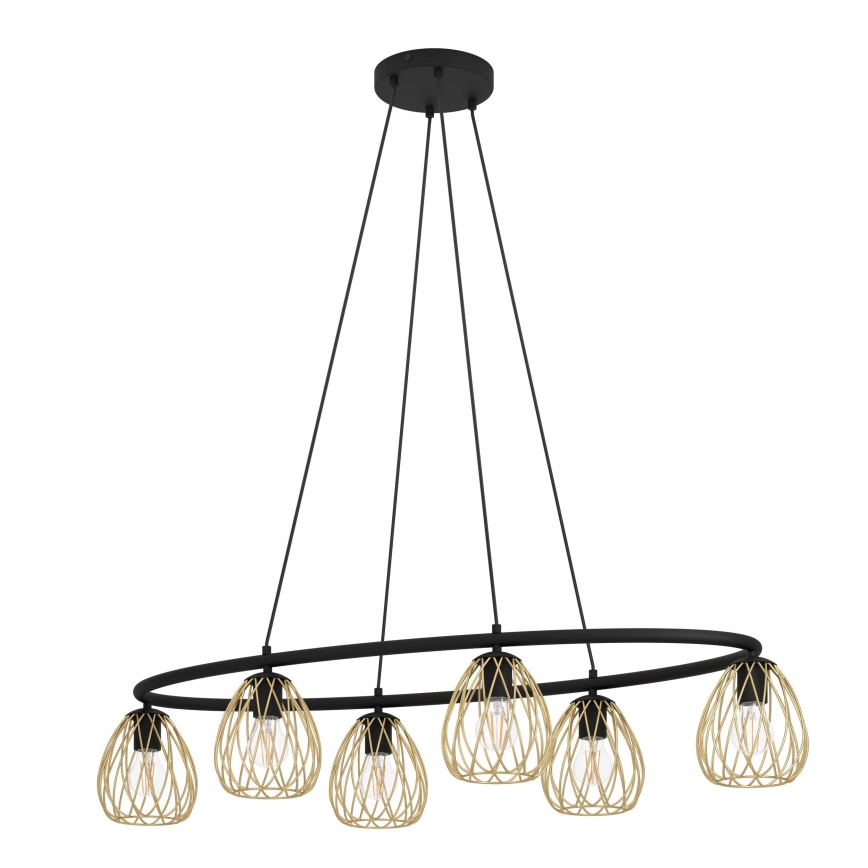 Eglo - Luster na lanku 6xE27/40W/230V čierna/zlatá