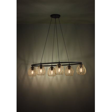 Eglo - Luster na lanku 6xE27/40W/230V čierna/zlatá