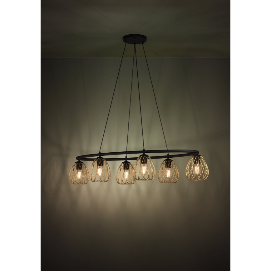 Eglo - Luster na lanku 6xE27/40W/230V čierna/zlatá