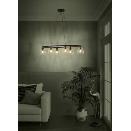 Eglo - Luster na lanku 6xE27/40W/230V čierna/zlatá
