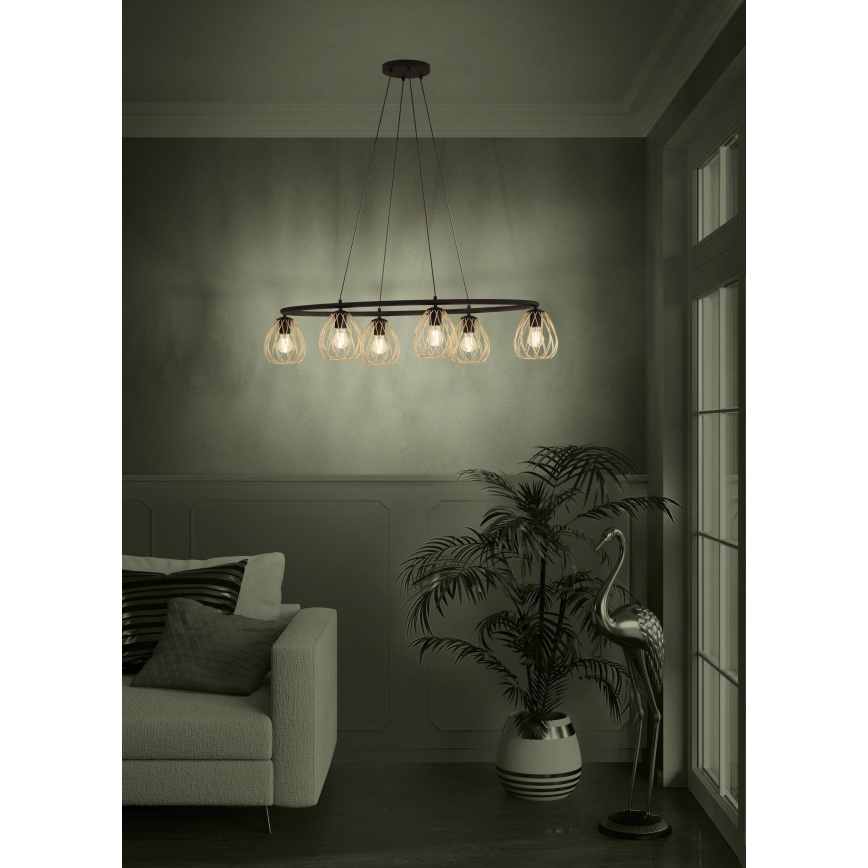Eglo - Luster na lanku 6xE27/40W/230V čierna/zlatá
