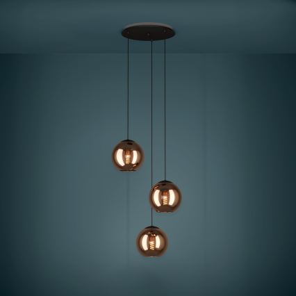 Eglo - Luster na lanku 3xE27/40W/230V medená
