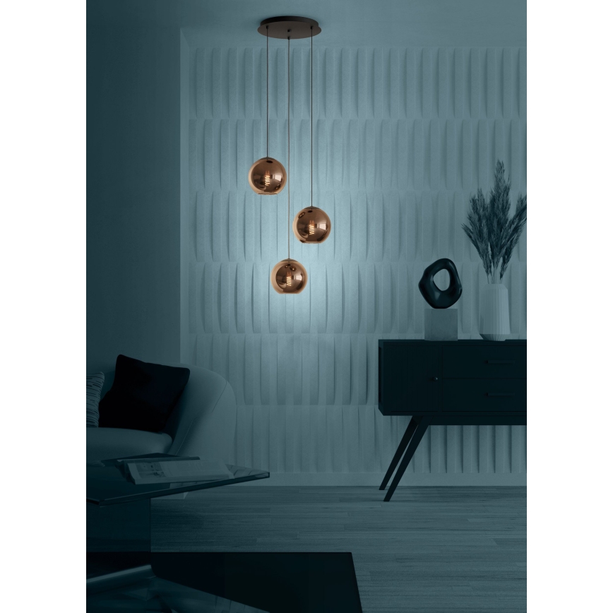 Eglo - Luster na lanku 3xE27/40W/230V medená