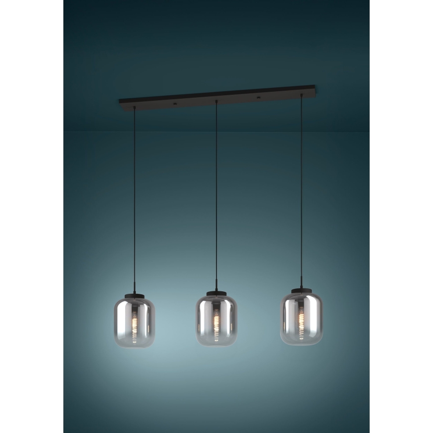 Eglo - Luster na lanku 3xE27/40W/230V dymová