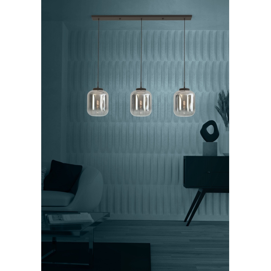 Eglo - Luster na lanku 3xE27/40W/230V dymová