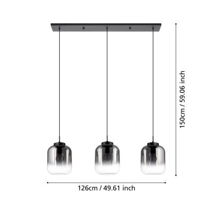 Eglo - Luster na lanku 3xE27/40W/230V dymová