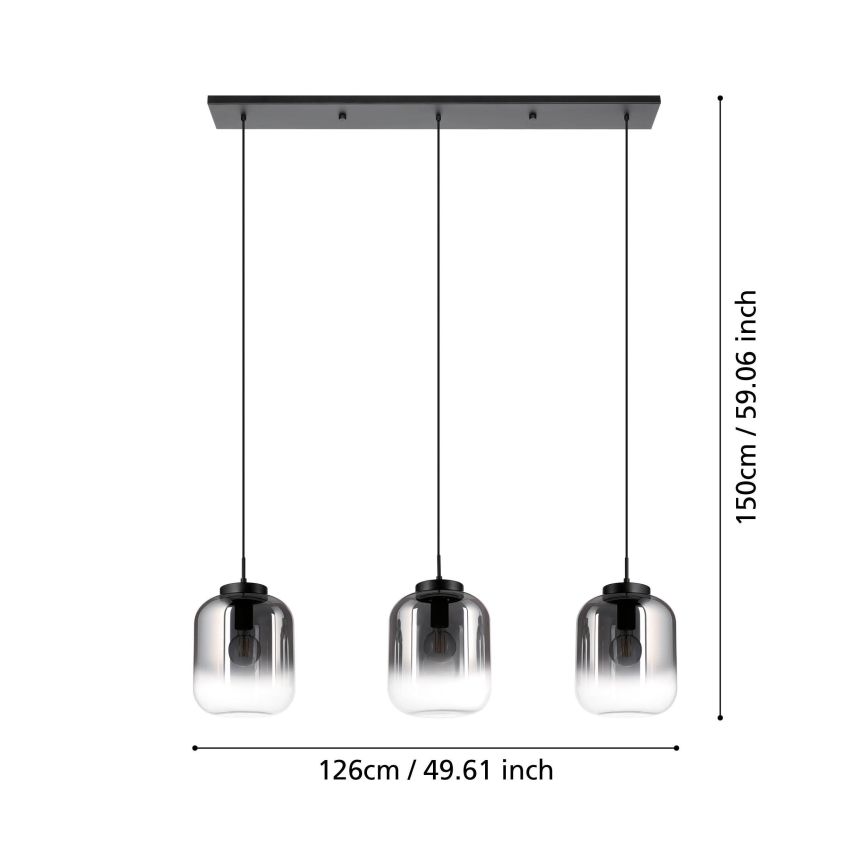 Eglo - Luster na lanku 3xE27/40W/230V dymová