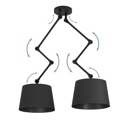 Eglo - Luster na tyči 2xE27/40W/230V čierna