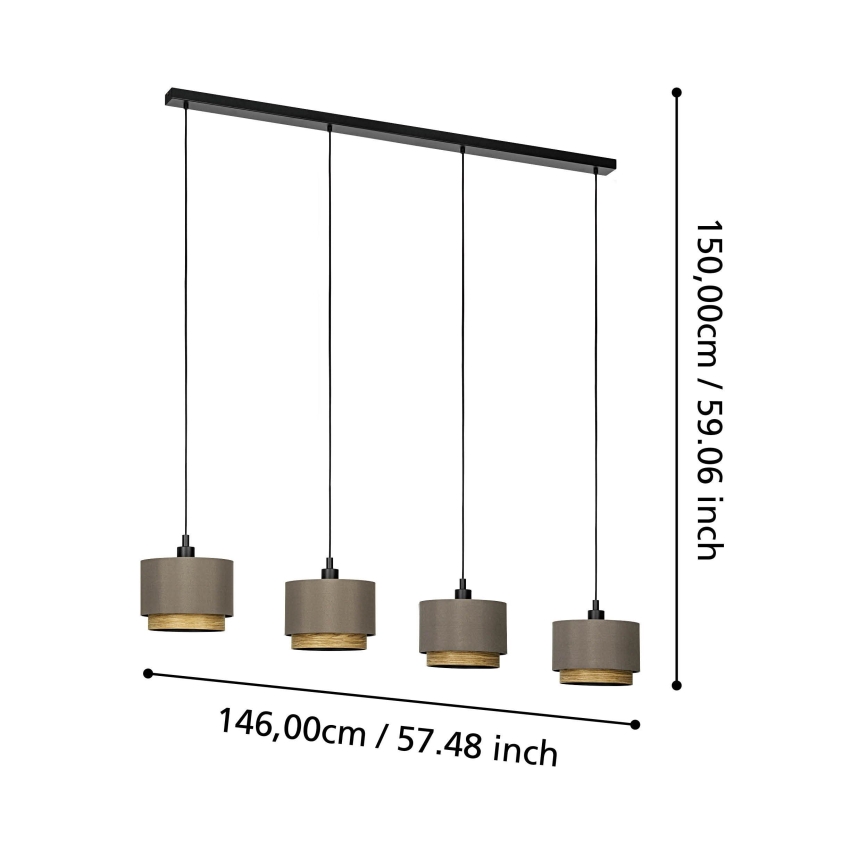 Eglo - Luster na lanku 4xE27/40W/230V hnedá