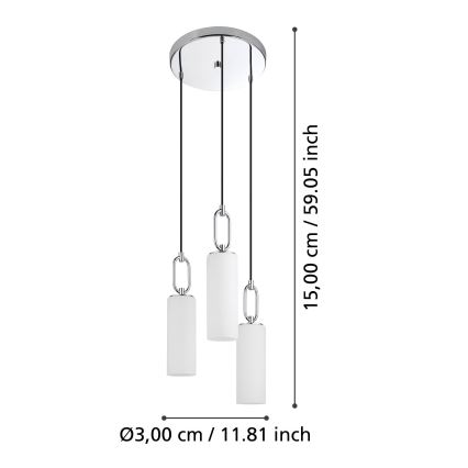 Eglo - Luster na lanku 3xE27/40W/230V lesklý chróm