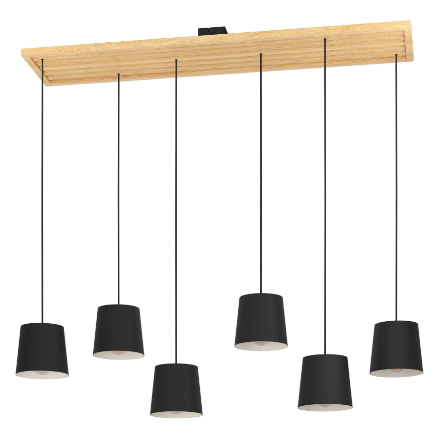 Eglo - Luster na lanku 6xE27/40W/230V čierna/hnedá