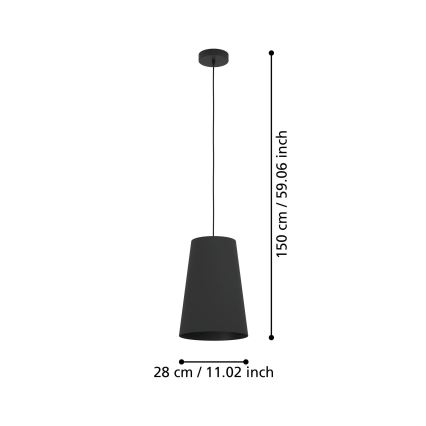 Eglo - Luster na lanku 1xE27/40W/230V čierna