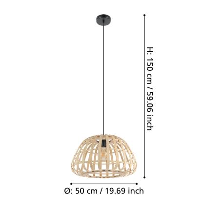 Eglo - Luster na lanku 1xE27/40W/230V pr. 50 cm bambus