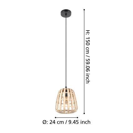 Eglo - Luster na lanku 1xE27/40W/230V pr. 24 cm bambus