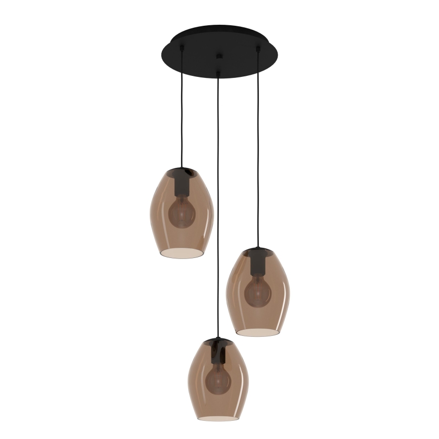 Eglo - Luster na lanku 3xE27/40W/230V hnedá