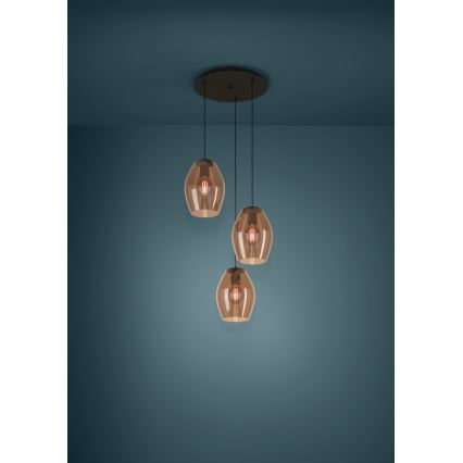 Eglo - Luster na lanku 3xE27/40W/230V hnedá