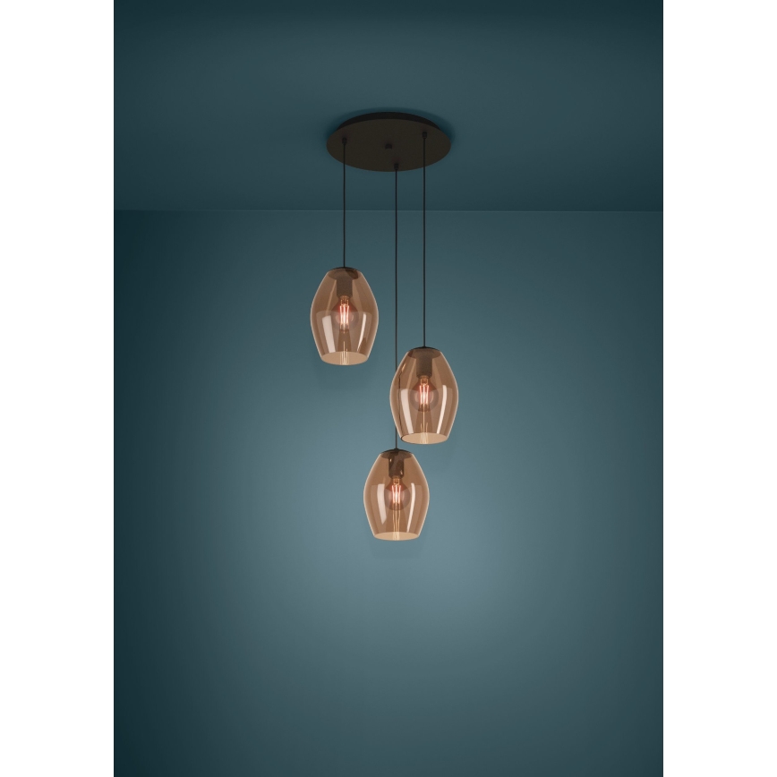 Eglo - Luster na lanku 3xE27/40W/230V hnedá