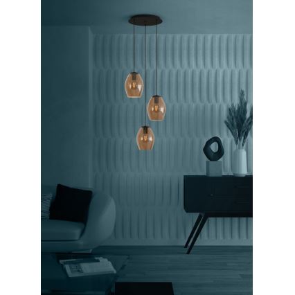 Eglo - Luster na lanku 3xE27/40W/230V hnedá