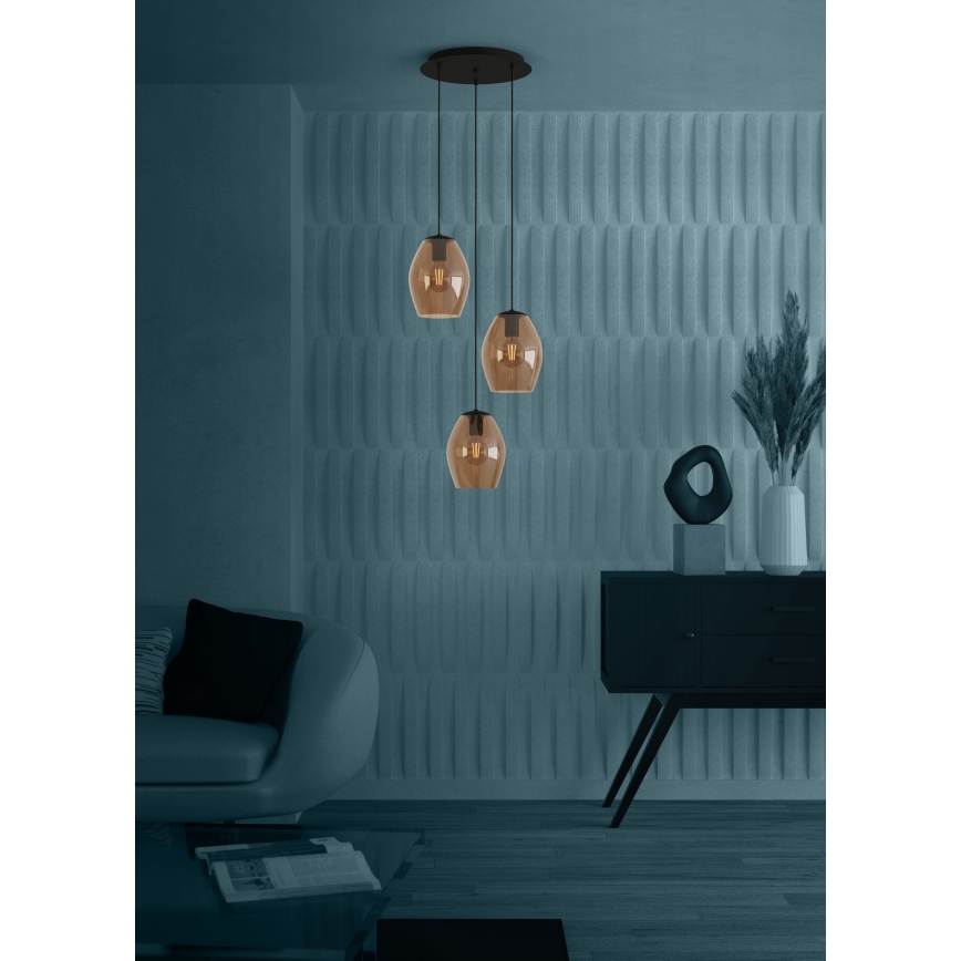 Eglo - Luster na lanku 3xE27/40W/230V hnedá