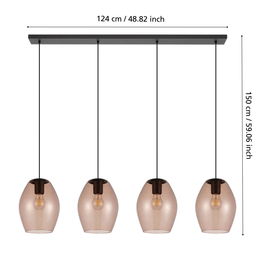 Eglo - Luster na lanku 4xE27/40W/230V hnedá