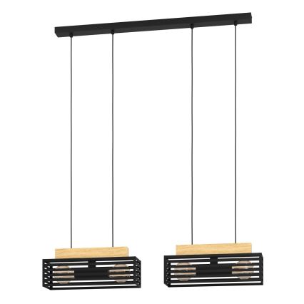 Eglo - Luster na lanku 4xE27/40W/230V čierna/hnedá