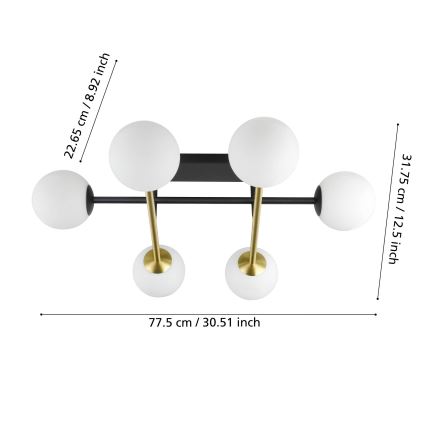 Eglo - Prisadený luster 6xE14/40W/230V zlatá/čierna