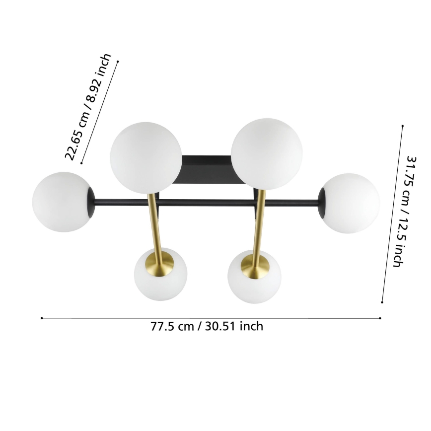 Eglo - Prisadený luster 6xE14/40W/230V zlatá/čierna