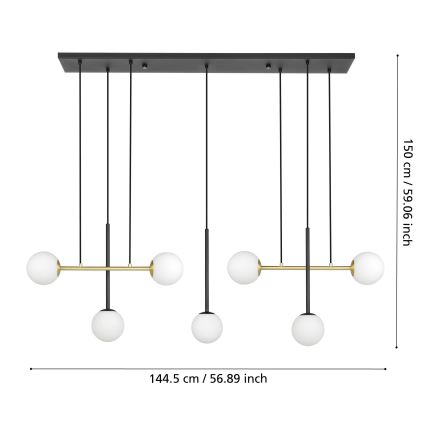 Eglo - Luster na lanku 7xE14/40W/230V zlatá/čierna