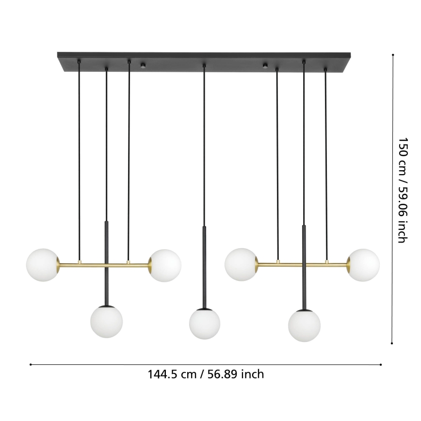 Eglo - Luster na lanku 7xE14/40W/230V zlatá/čierna