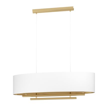 Eglo - Luster na lanku 4xE27/40W/230V biela/zlatá