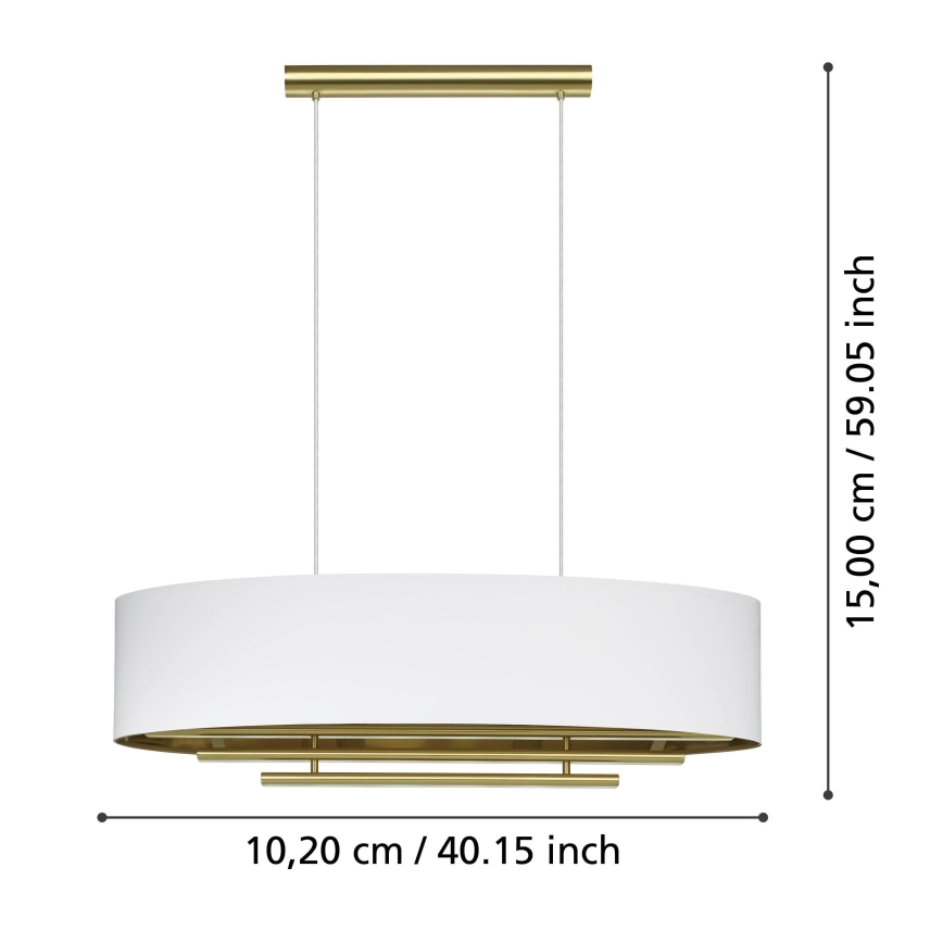 Eglo - Luster na lanku 4xE27/40W/230V biela/zlatá