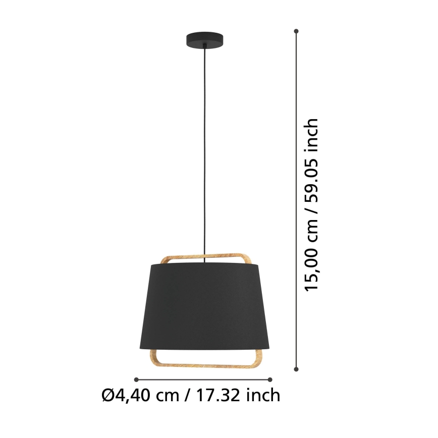 Eglo - Luster na lanku 1xE27/40W/230V čierna