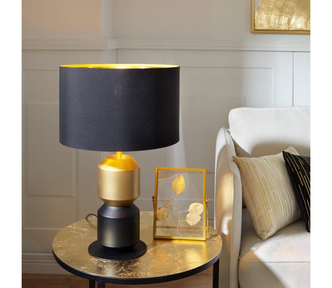 Eglo 390188 - Stolná lampa LAURIGNANO 1xE27/40W/230V čierna/zlatá 