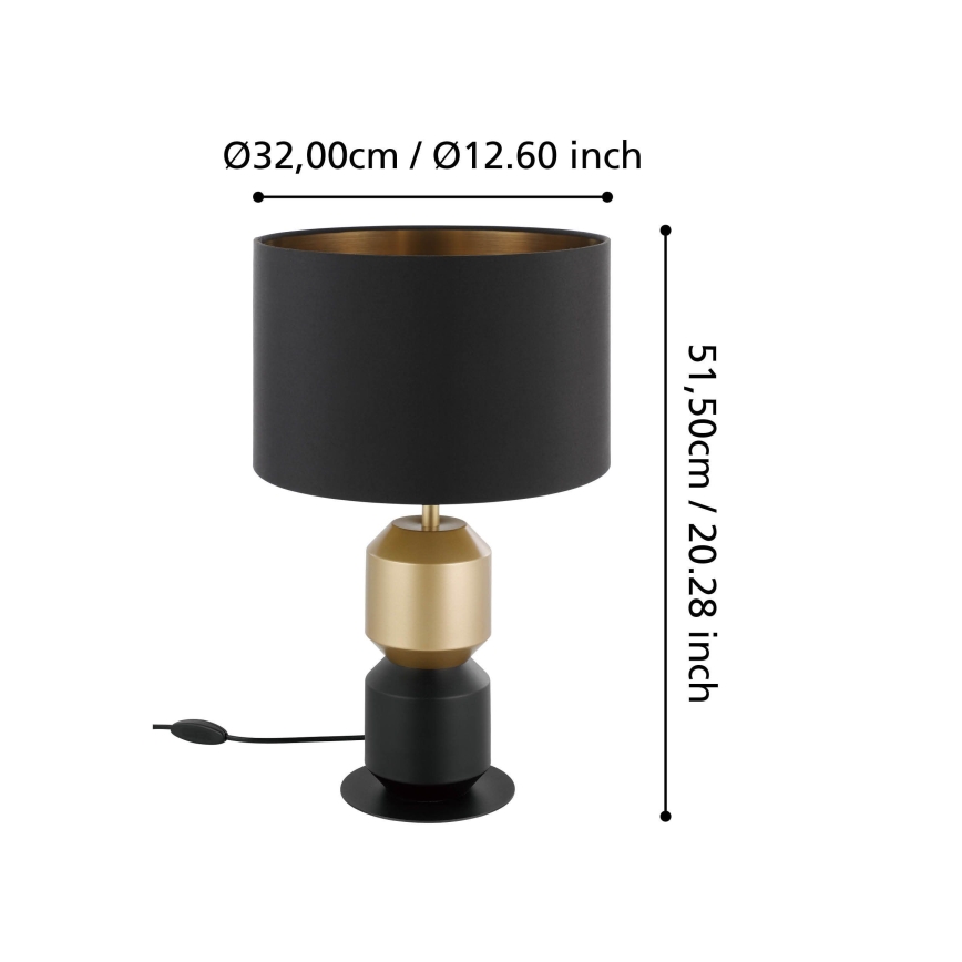 Eglo - Stolná lampa 1xE27/40W/230V čierna/zlatá