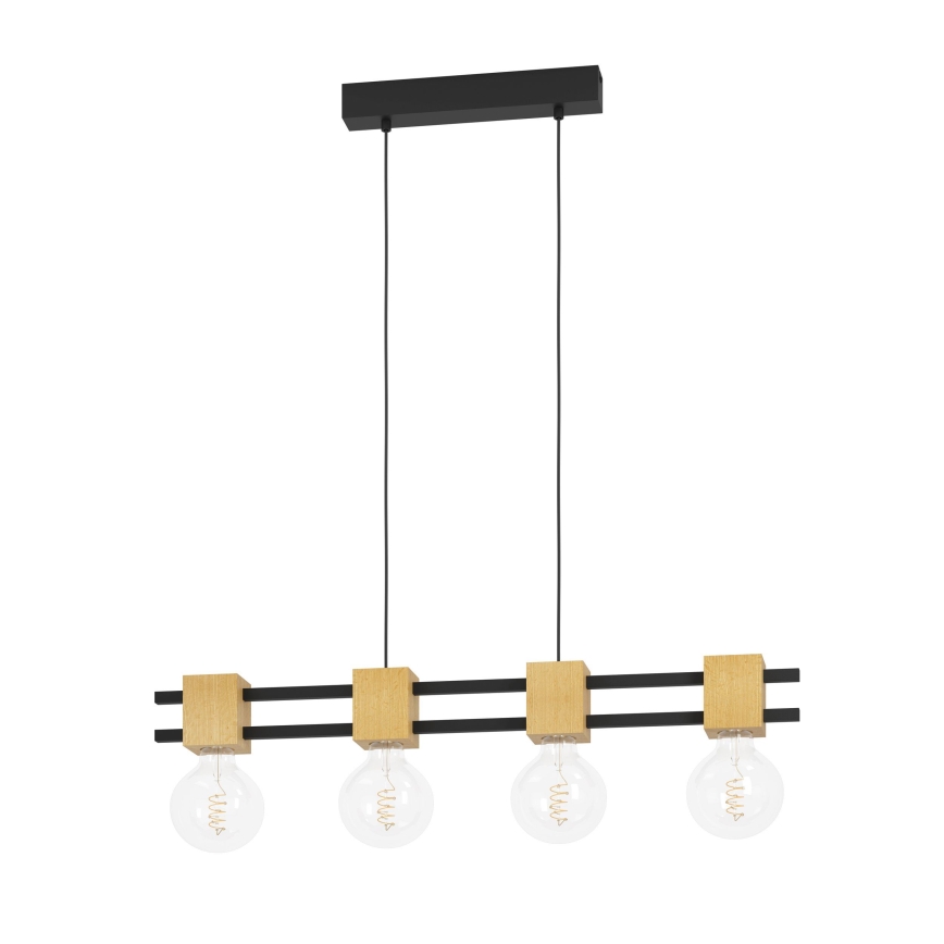Eglo - Luster na lanku 4xE27/40W/230V čierna/hnedá