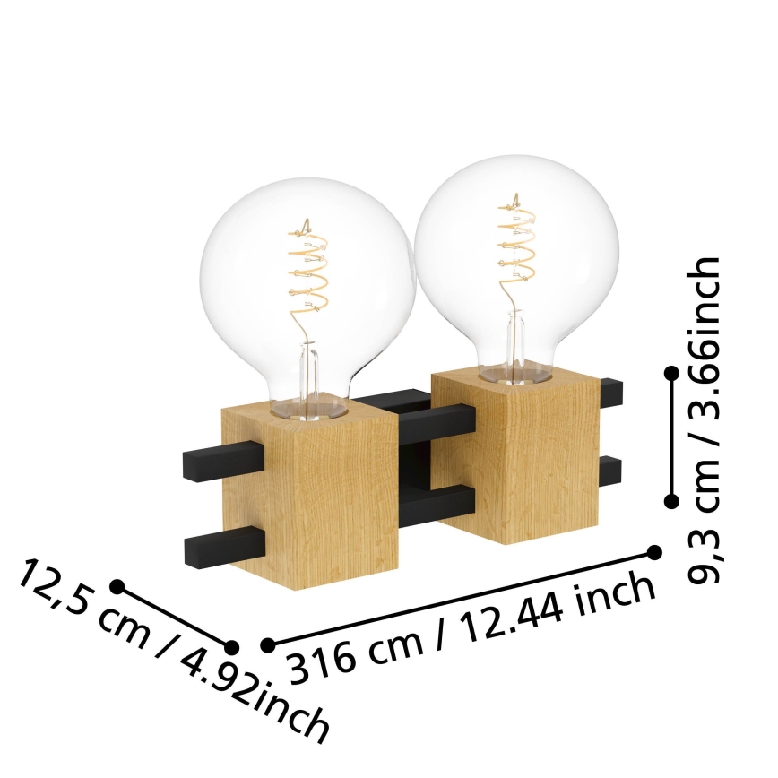 Eglo - Nástenné svietidlo 2xE27/40W/230V čierna/hnedá