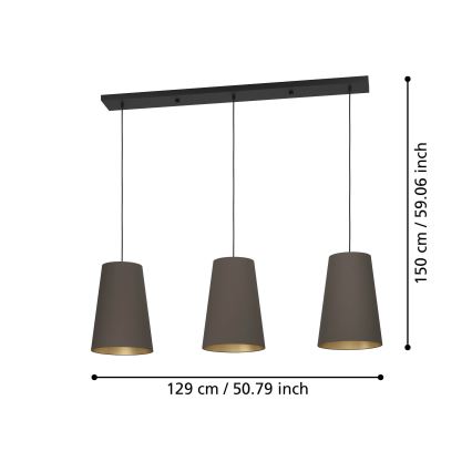 Eglo - Luster na lanku 3xE27/40W/230V hnedá