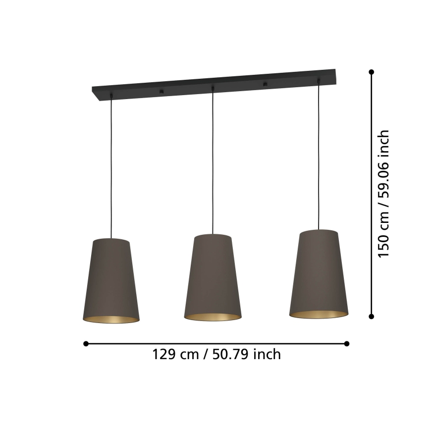 Eglo - Luster na lanku 3xE27/40W/230V hnedá