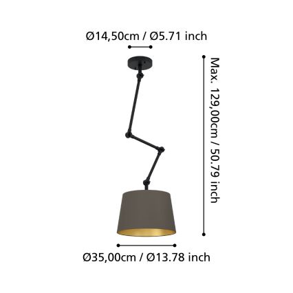 Eglo - Luster na tyči 1xE27/40W/230V hnedá