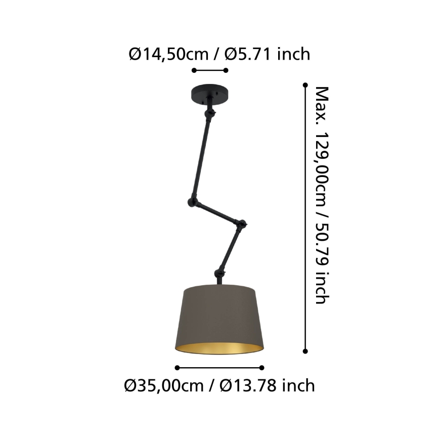 Eglo - Luster na tyči 1xE27/40W/230V hnedá