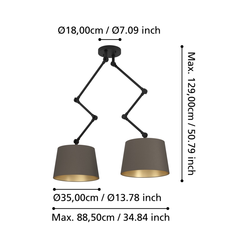 Eglo - Luster na tyči 2xE27/40W/230V hnedá